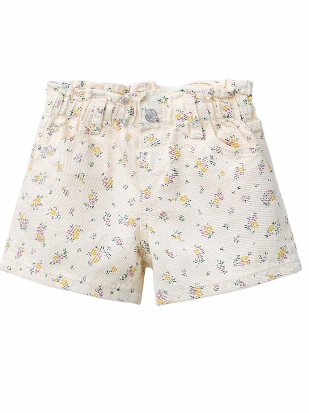 Zara girls comfort twill Cream ditsy Floral Jean Shorts paperbag waist 5/6
